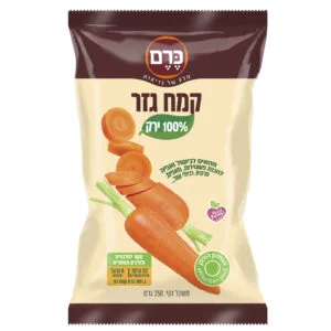 שקית קמח גזר 100% ירק של כרם עם תמונת גזרים