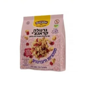 שקית גרנולה קראנצ'י עם חמוציות ודובדבנים ללא גלוטן