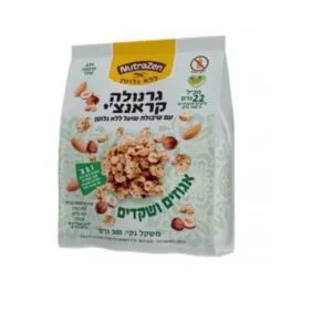 שקית גרנולה קראנצ'י עם אגוזים ושקדים ללא גלוטן מבית NutraZen