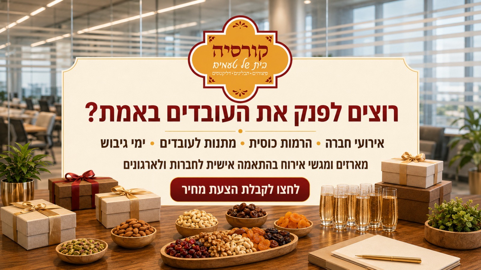 פינוק לעובדים ולחברות — לחצו להצעת מחיר