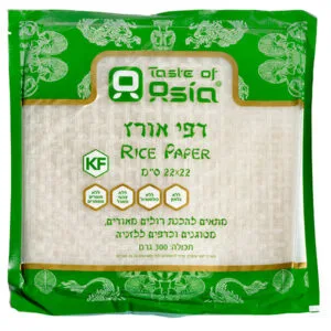 אריזת דפי אורז מרובעים 22x22 בשקית ירוקה