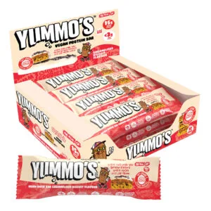 מארז חטיפי חלבון YUMMO'S בטעם ביסקוויט מקורמל, טבעוני וללא גלוטן