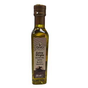 בקבוקון שמן זית כתית מעולה עם כמהין שחור מבית DIVO